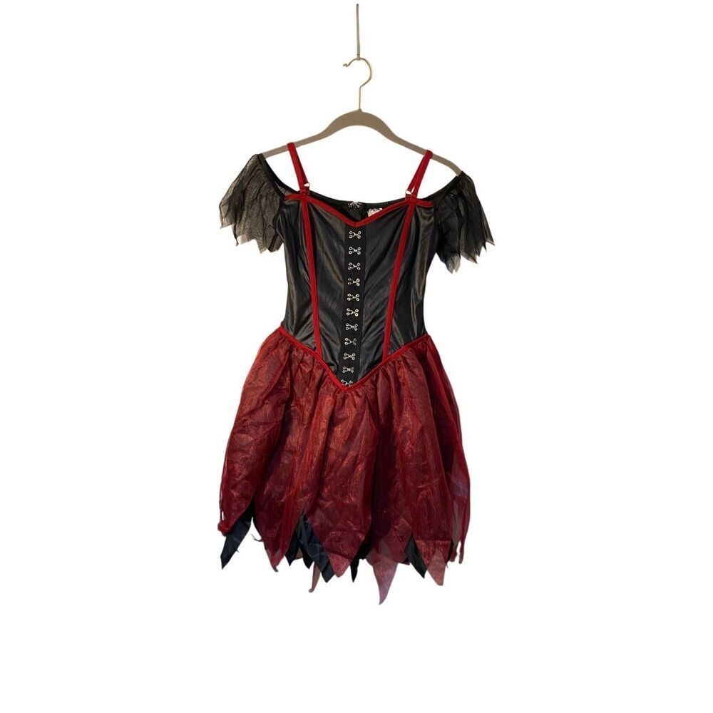 Spirit women’s whimsigoth dark fairy, red, and black dress/costume S